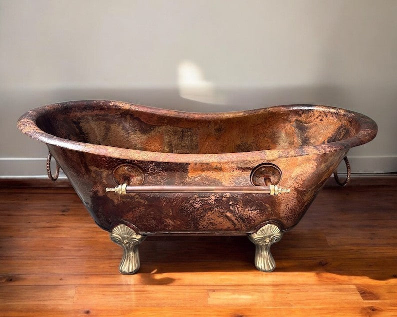 Copper Soaking Tub With Patina Finish