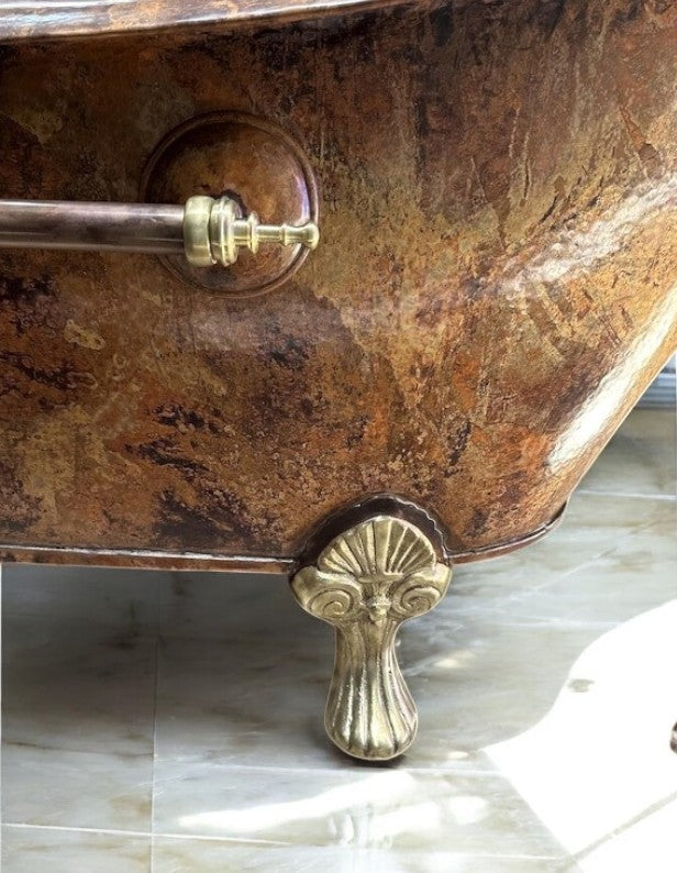Copper Soaking Tub With Patina Finish