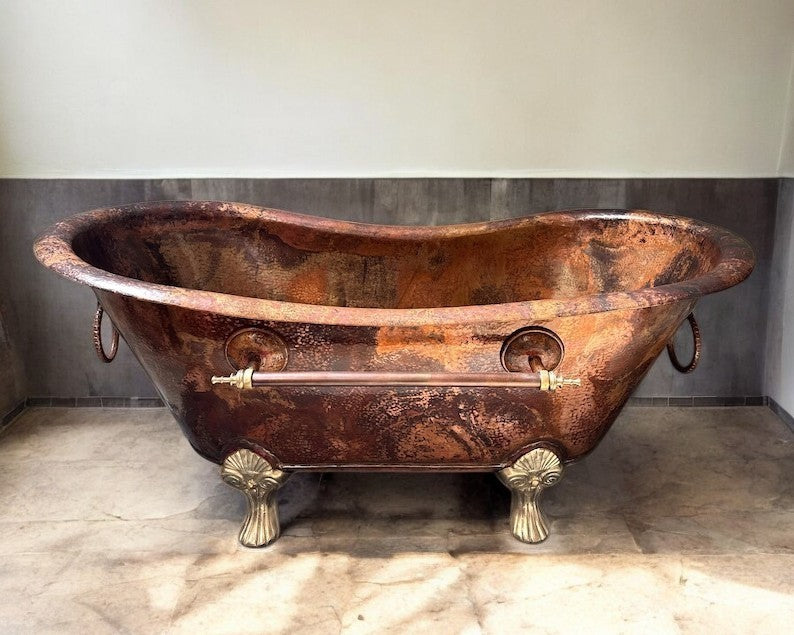 Copper Soaking Tub With Patina Finish