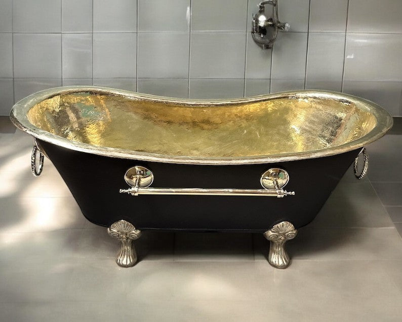 Brass Bathtub With Black Exterior