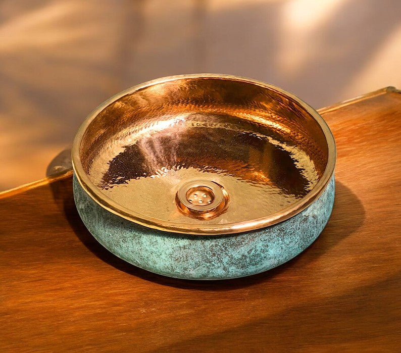 Oxidized Copper Sink Bathoom