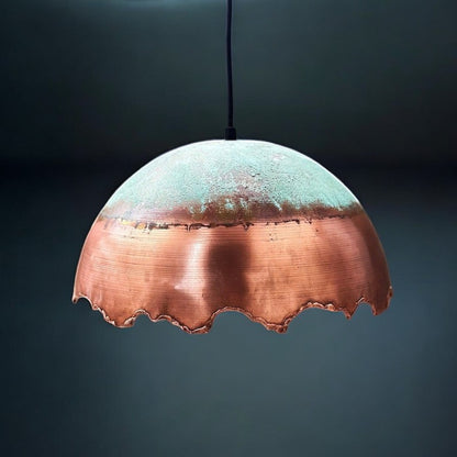 Wavy Copper Patina Pendant