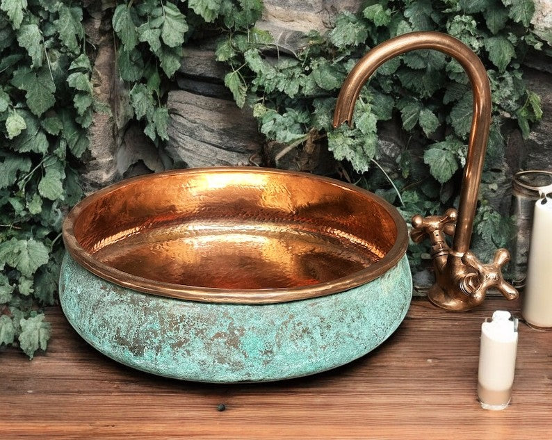 Oxidized Copper Sink Bathoom