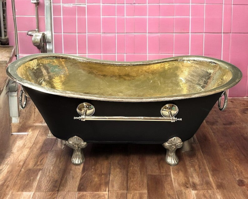 Brass Bathtub With Black Exterior