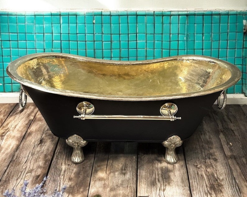 Brass Bathtub With Black Exterior