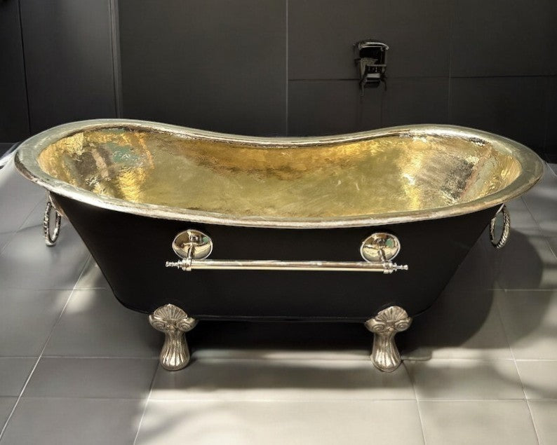 Brass Bathtub With Black Exterior