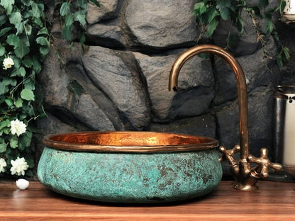 Oxidized Copper Sink Bathoom