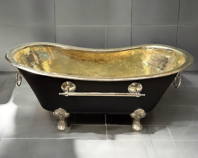 Brass Bathtub With Black Exterior