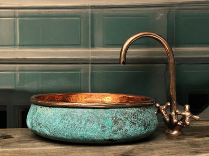 Oxidized Copper Sink Bathoom