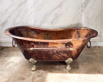 Copper Soaking Tub With Patina Finish