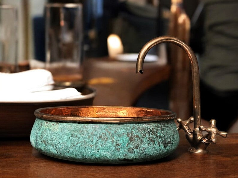 Oxidized Copper Sink Bathoom