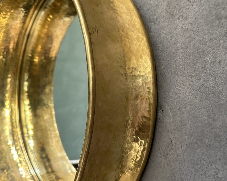 Round Brass Wall Mirror, Antique Brass Mirror Frame.