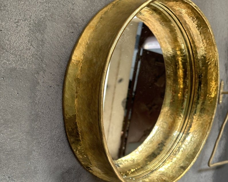 Round Brass Wall Mirror, Antique Brass Mirror Frame.