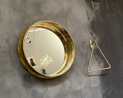 Round Brass Wall Mirror, Antique Brass Mirror Frame.