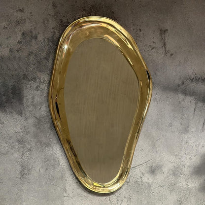 Brass Full-Length Wall Mirror, Curved Bathroom Mirror, Wall Mounted Mirror