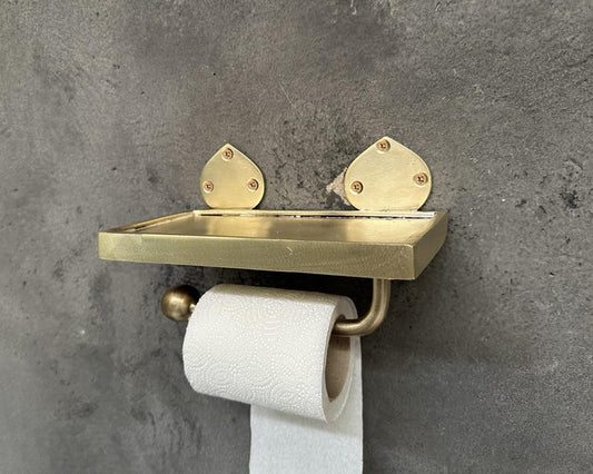 Handcrafted Unlacquered Brass Wall-Mounted Toilet Roll Holder