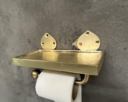 Handcrafted Unlacquered Brass Wall-Mounted Toilet Roll Holder