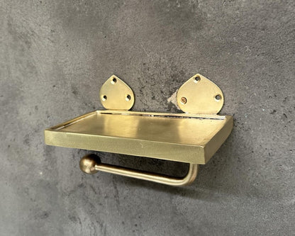 Handcrafted Unlacquered Brass Wall-Mounted Toilet Roll Holder