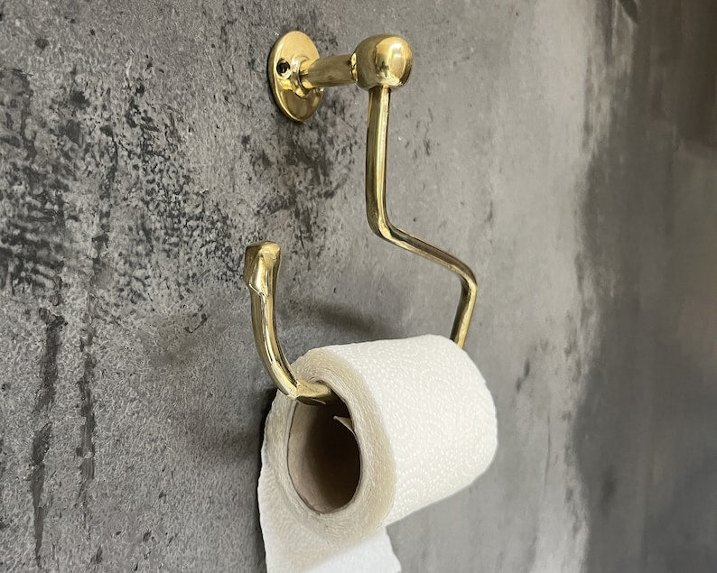 Handcrafted Solid Brass Toilet Roll Holder Stylish Brass Wall Mount Toilet Paper Holder Bathroom