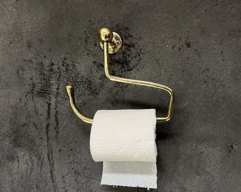 Handcrafted Solid Brass Toilet Roll Holder Stylish Brass Wall Mount Toilet Paper Holder Bathroom