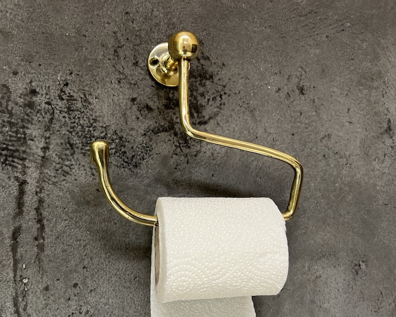 Handcrafted Solid Brass Toilet Roll Holder Stylish Brass Wall Mount Toilet Paper Holder Bathroom