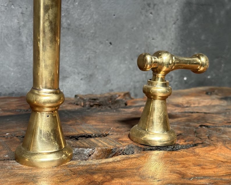 3 Hole Unlacquered Brass Bathroom Faucet