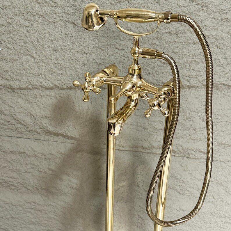 Unlacquered Brass Freestanding Tub Filler Faucet