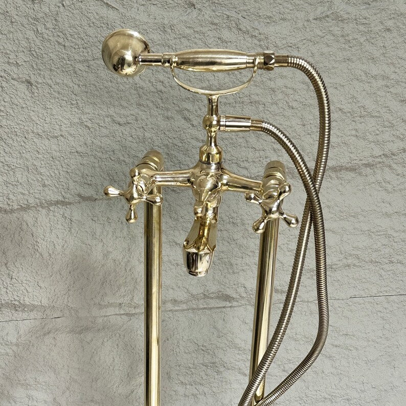 Unlacquered Brass Freestanding Tub Filler Faucet