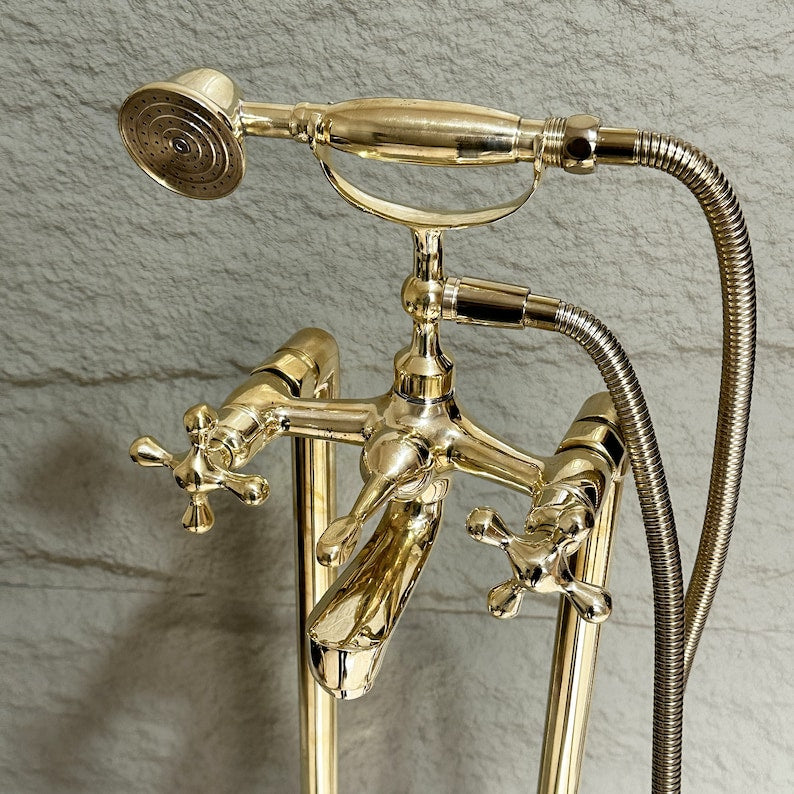 Unlacquered Brass Freestanding Tub Filler Faucet