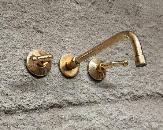 Brass Tap bathroom Wall mounted Faucet with lever handles