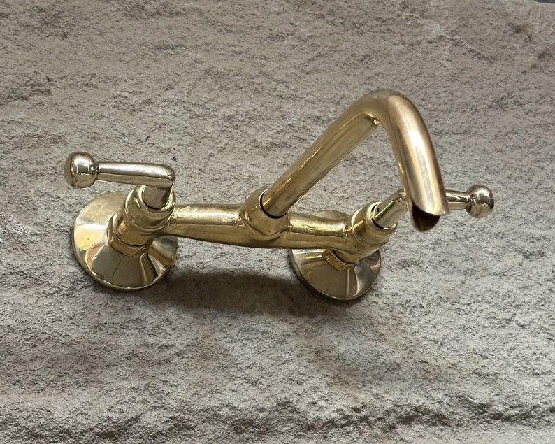 Solid Brass Wall Mount Bathroom Faucet With Lever Handles