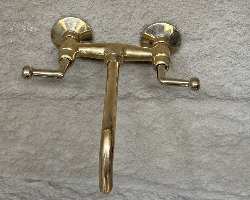 Solid Brass Wall Mount Bathroom Faucet With Lever Handles