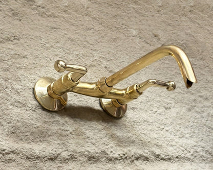 Solid Brass Wall Mount Bathroom Faucet With Lever Handles