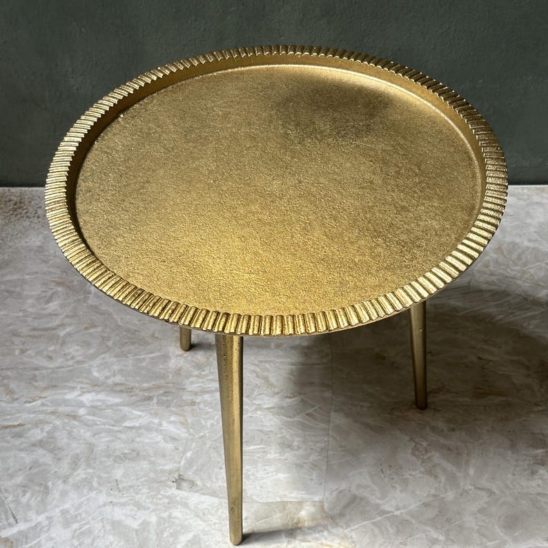 Solid Brass Round Table, Unlacquered brass coffee table