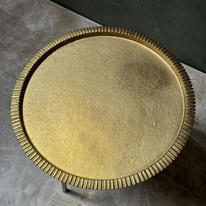 Solid Brass Round Table, Unlacquered brass coffee table