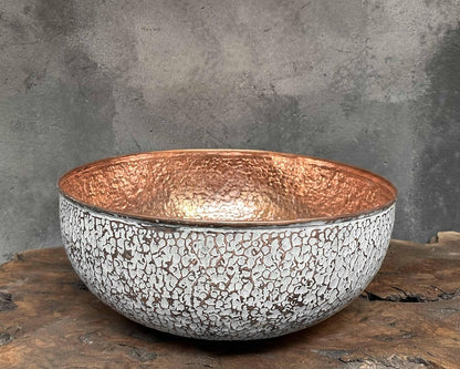 White Hammered Copper Wash Basin