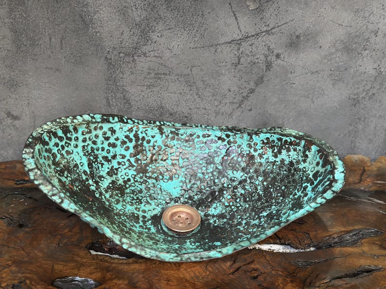 Antique Verdigris Copper Basin