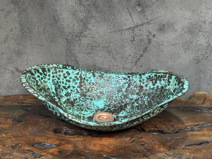 Antique Verdigris Copper Basin