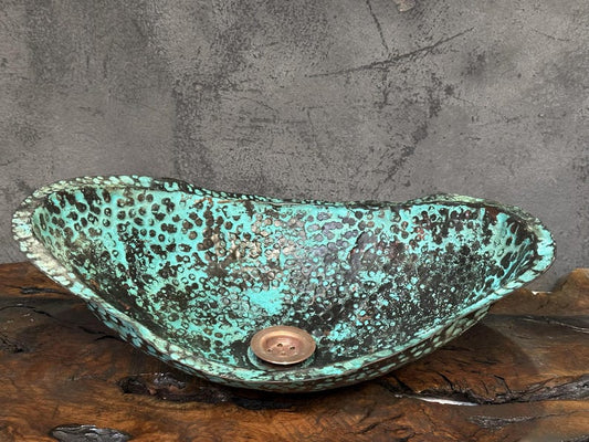 Antique Verdigris Copper Basin