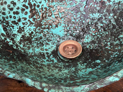 Antique Verdigris Copper Basin