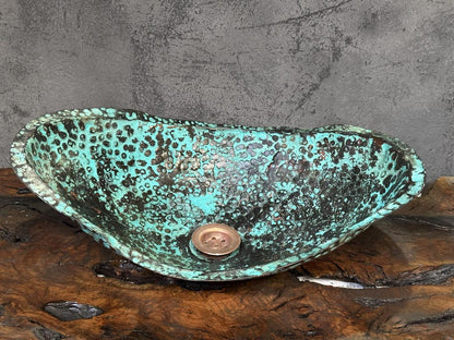 Antique Verdigris Copper Basin