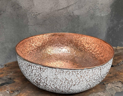 White Hammered Copper Wash Basin