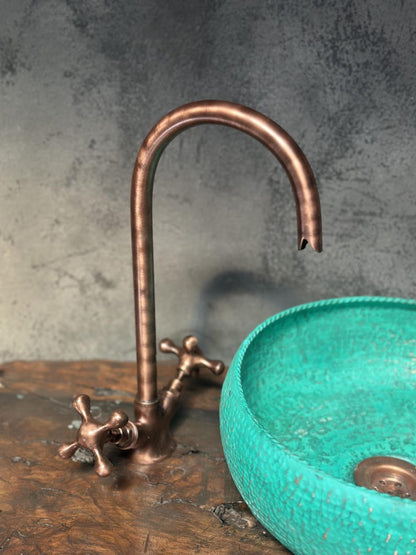 Handmade Turquoise Patina Copper Sink