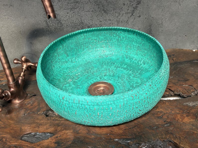 Handmade Turquoise Patina Copper Sink