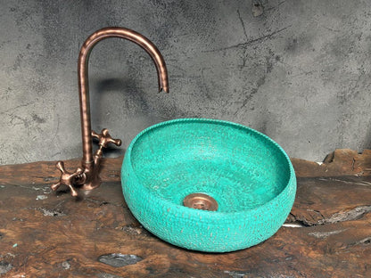 Handmade Turquoise Patina Copper Sink