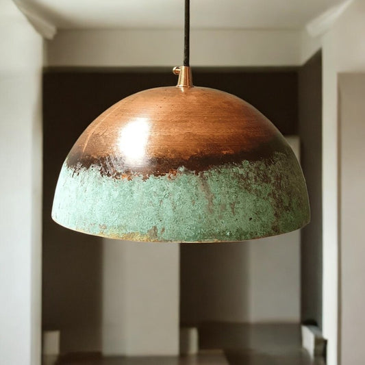 Rustic Copper Patina Pendant Light